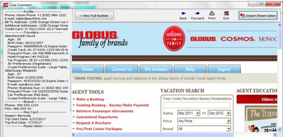 globus and cosmos travel agent login